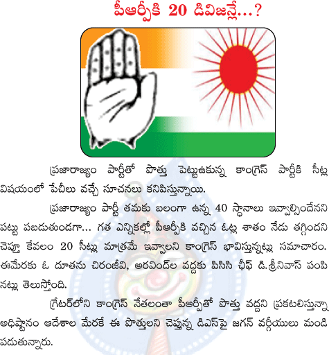 congress,prp,20 seats  congress, prp, 20 seats